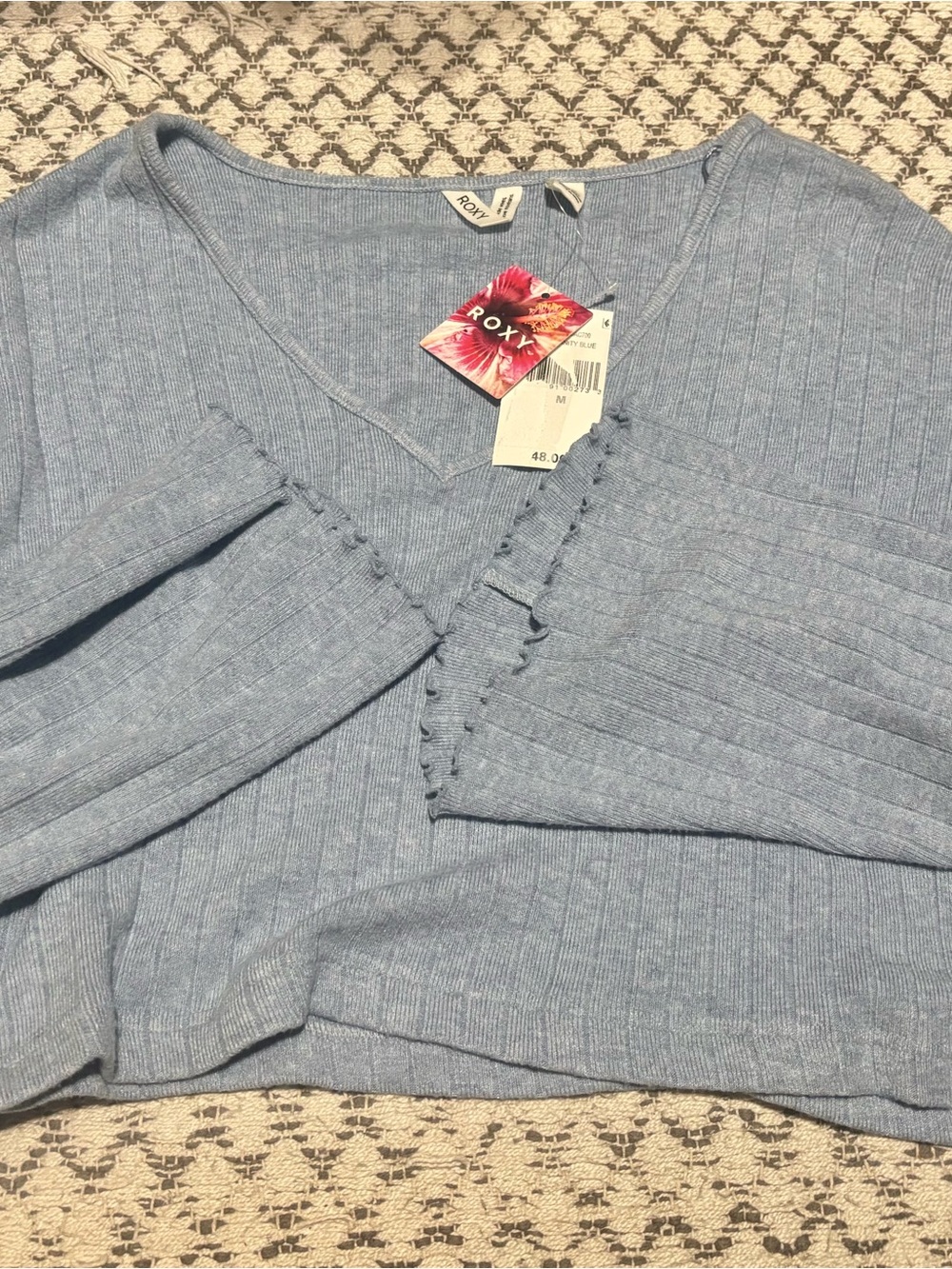 Roxy Light Blue Ribbed Two-Piece Lounge Set - Picture 9 of 11